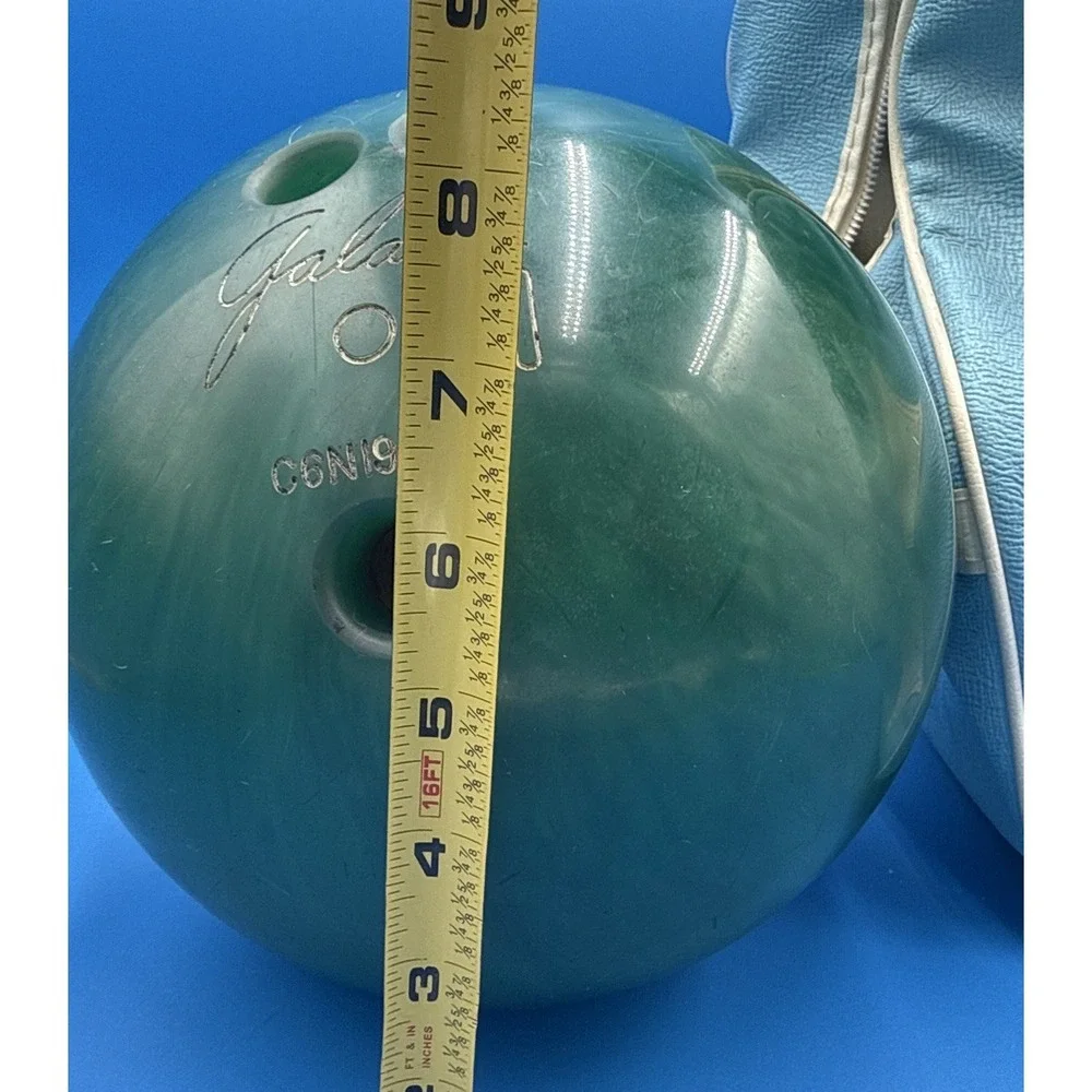 Vintage Retro Baby Blue Bowling Ball Bag and Ebonite Galaxie 300 10 Lbs